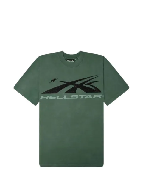 HELLSTAR rhinestone-embellished logo-print T-shirt Green HSSS26TE1GRN