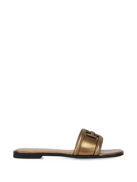 POTAMY Sabo logo-plaque leather sandals Brown PP00868CN01DKGOLD25S
