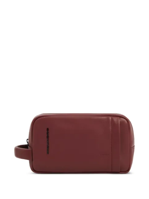 PIQUADRO logo-plaque side-handle toiletry bag Red BY7044W137
