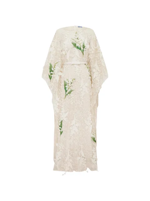 Leo Lin Willow floral-embroidered maxi dress Neutrals LLFW260911
