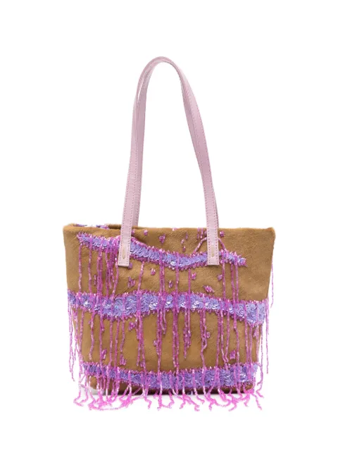 Valentino Garavani Pre-Owned 2010s sequin fringe tote bag Brown VA600BYP