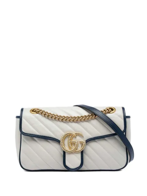 Gucci Pre-Owned 2016-2026 Medium GG Marmont Matelasse Diagonal Calfskin Torchon shoulder bag White LCNP1H1VD8UNXSO0