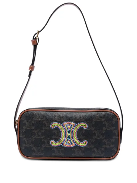 Celine Pre-Owned 2022 Mini Triomphe Cuir Coated Canvas Camera Bag shoulder bag Brown BMYYHV2TUT8GRC81