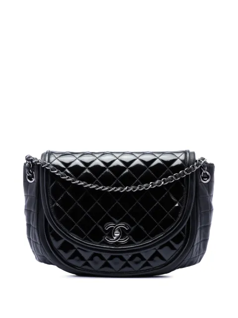 CHANEL Pre-Owned 2013-2014 Quilted Patent and Lambskin Twist Crescent Flap shoulder bag Black WRHKBK2ZDYAXHBS7