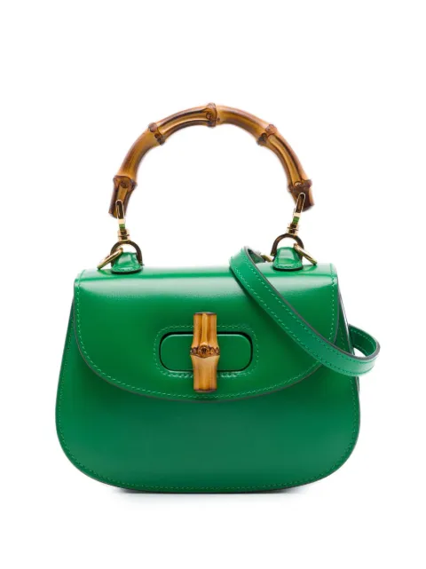 Gucci Pre-Owned 2016-2026 Mini Calfskin 1947 Bamboo Top Handle Bag satchel Green WN4B0REKPDUOY0O1
