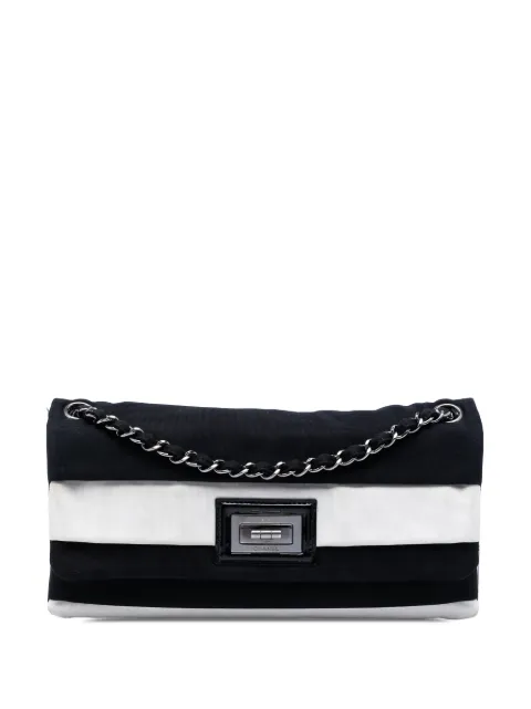 CHANEL Pre-Owned 2008-2009 Striped Canvas Reissue 2.55 Single Flap shoulder bag Black 6HFITUIAPUAFX3OO