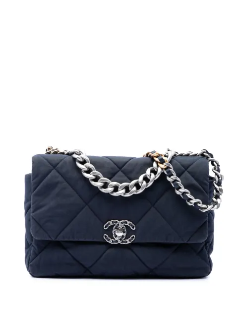 CHANEL Pre-Owned 2021-2026 Large Canvas 19 Flap satchel Blue 3AJBPLOXB3ETYVP1