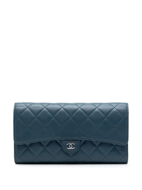 CHANEL Pre-Owned 2012-2013 CC Lambskin Classic Flap Wallet long wallets Blue QOEB9BP6WA39K6JO