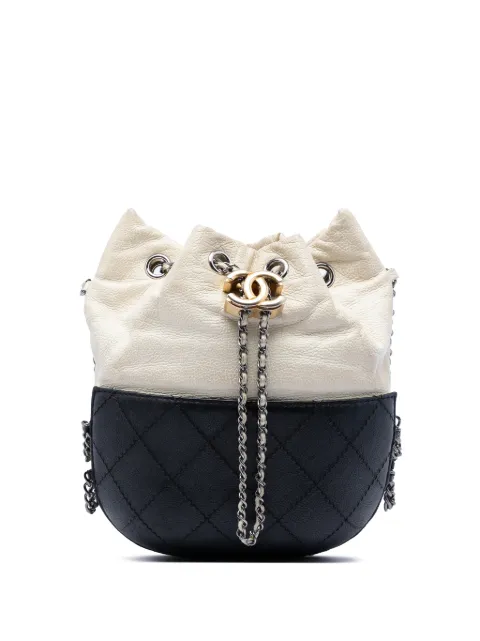 CHANEL Pre-Owned 2018-2019 Small Bicolor Quilted Calfskin Gabrielle bucket bag Black 0GX3CZ6BYG1XLC83