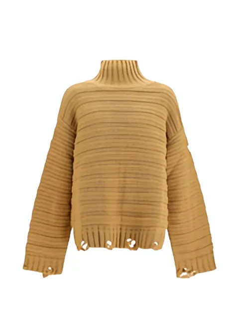 MM6 Maison Margiela distressed ribbed-knit sweater Yellow SH0HA0004M13040