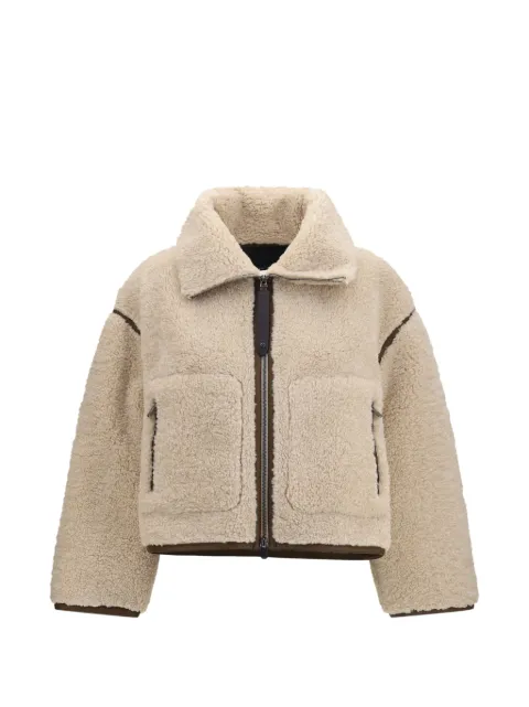 PINKO faux-shearling faux-leather-trim jacket Neutrals 107167A3FJ
