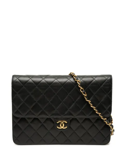 CHANEL Pre-Owned 1997-1999 Medium CC Quilted Lambskin Single Flap shoulder bag Black R7UL4GFNSP9OUGXE