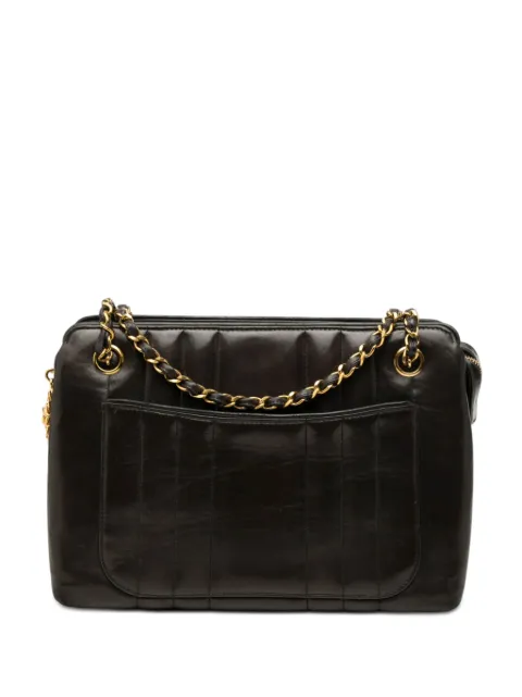 CHANEL Pre-Owned 1994-1996 CC Vertical Quilt Lambskin Medallion shoulder bag Black HHSM9LF7BUXJ51WV