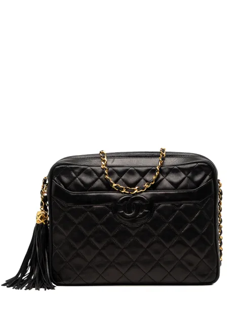 CHANEL Pre-Owned 1991-1994 Medium CC Quilted Lambskin Tassel Camera Bag crossbody bag Black ICG9MH38K9QXYIUQ