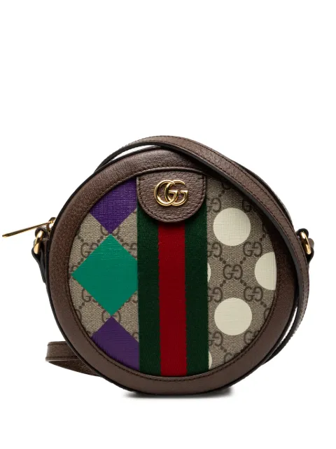 Gucci Pre-Owned 2016-2026 GG Supreme Web Ophidia Graphic Print Round crossbody bag Neutrals C3KM5V9BDSIWSOE6