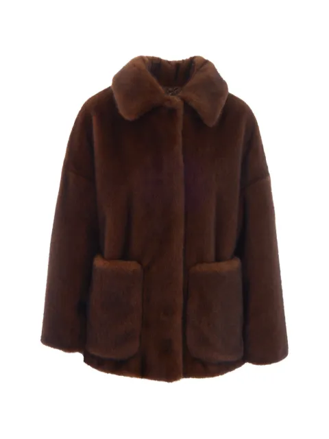 Herno faux-fur patch-pocket coat Brown GC000600D12739