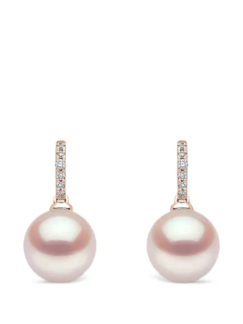 Yoko London Freshwater pearl and diamond drop earrings Pink YEM0021905