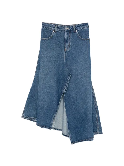 Victoria Beckham asymmetric-hem front-slit skirt Blue 1326DSK007453A