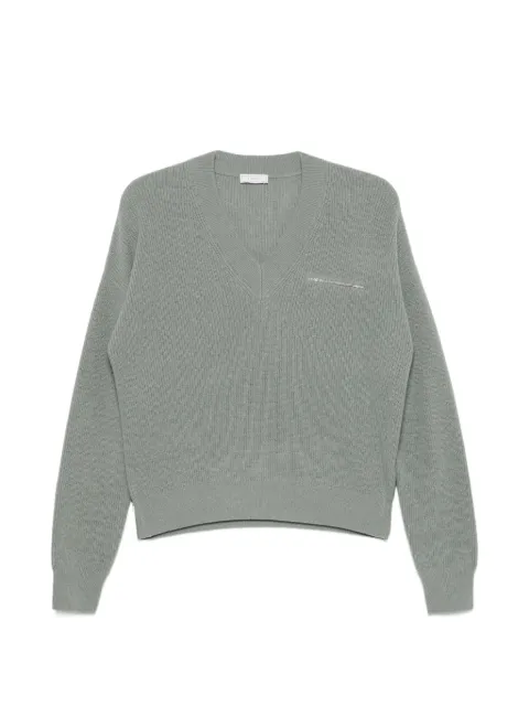 Peserico ribbed V-neck sweater Green A99264F12K09283