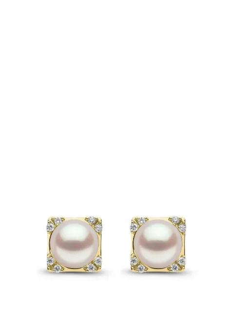 Yoko London Trend freshwater pearl and diamond earrings Gold TEM02436F