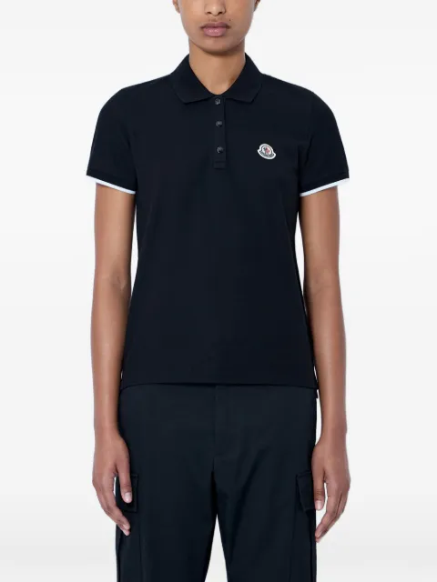Moncler logo-patch piqué polo shirt Black L20938A0000784720