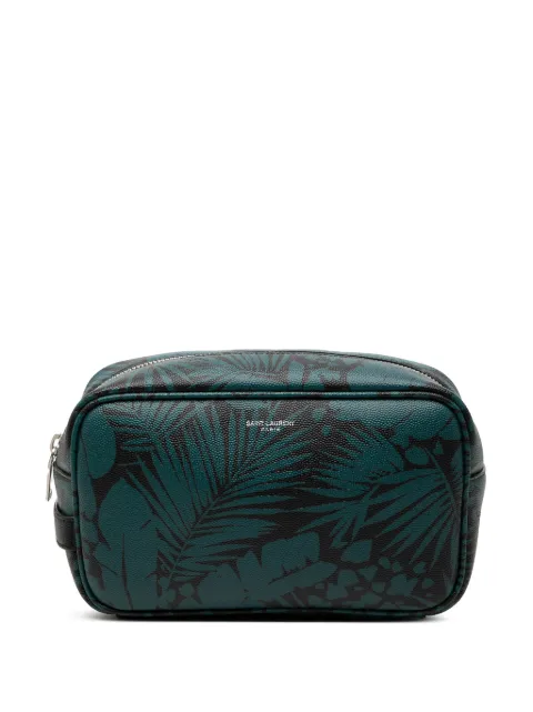 Saint Laurent Pre-Owned 2021 Grain De Poudre Tropical Palm pouch Blue S7YL4ODP58TWN7UD