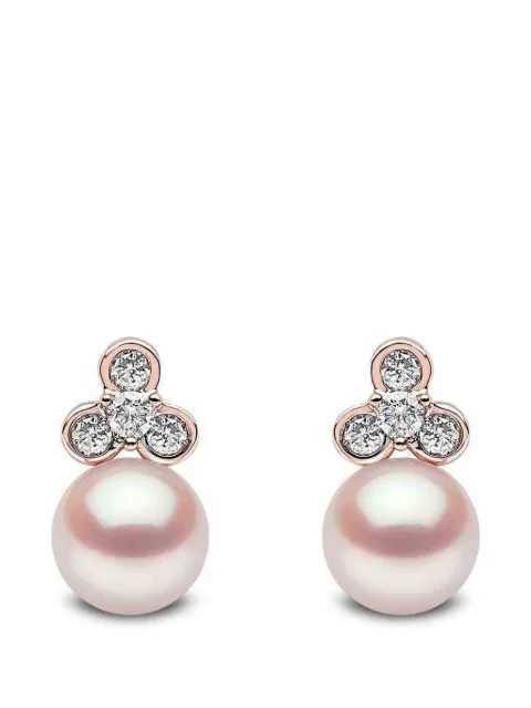 Yoko London Trend freshwater pearl and diamond earrings Pink TEM02179F