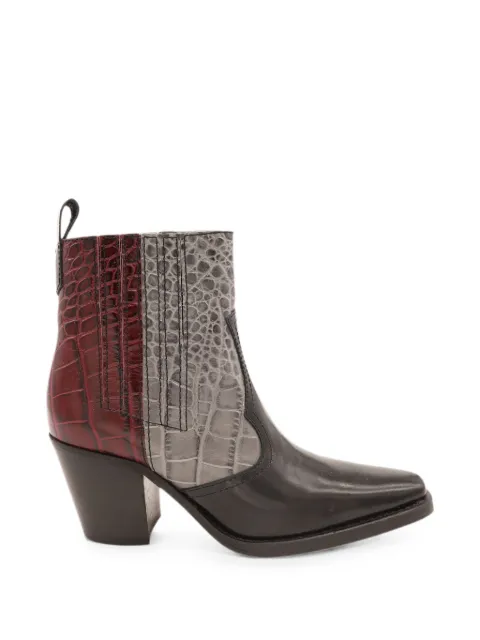 GANNI crocodile-effect ankle boots Black NAPPUGBSH084158W