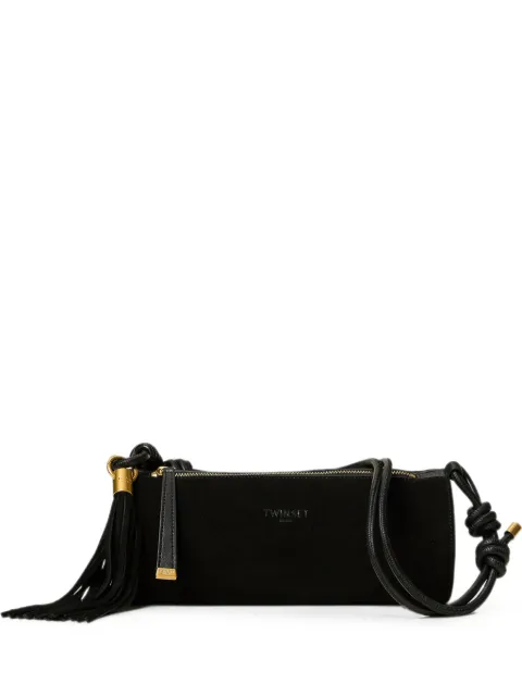 TWINSET suede cylinder bag with tassel Black 262TD8232