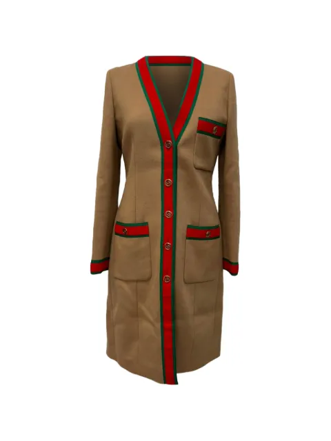 Gucci Pre-Owned GG Web single-breasted coat Brown RFCPUGBCL756352W