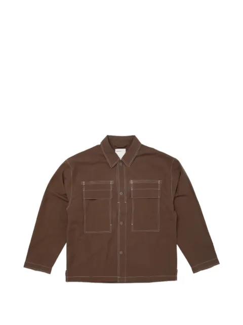 Satta Drop contrast-stitch overshirt Brown 8589128990973