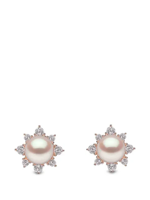 Yoko London freshwater pearl and diamond star earrings Pink TEM02169F