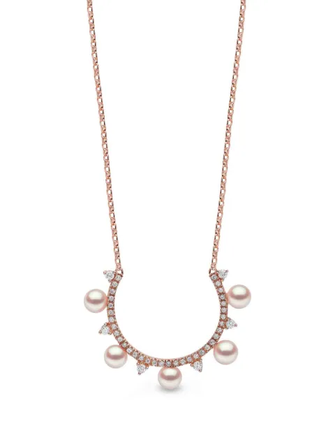 Yoko London Sleek pearl and diamond necklace Pink QYP22109X2
