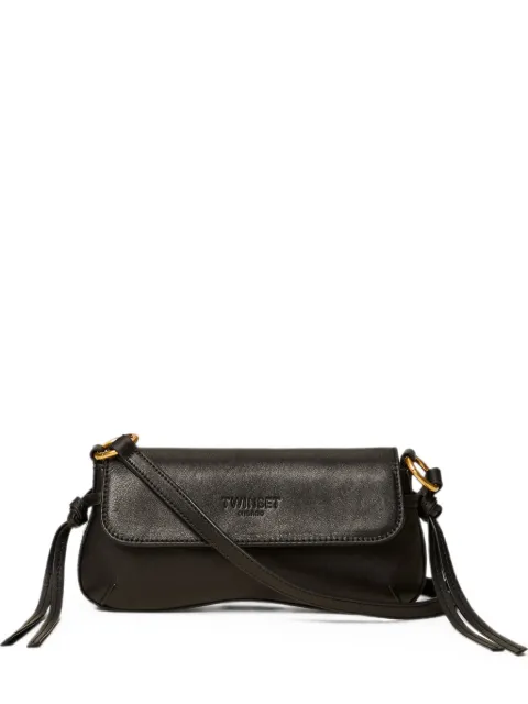 TWINSET leather shoulder bag with flap Black 262TB7171