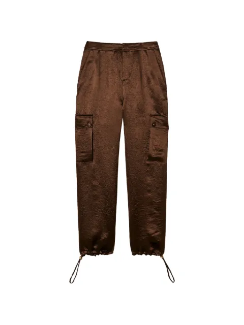 TWINSET Froissé satin cargo trousers Brown 262TP2101