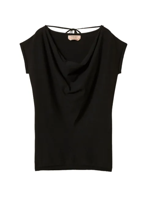 TWINSET maxi jumper with draping Black 262TP3Q12