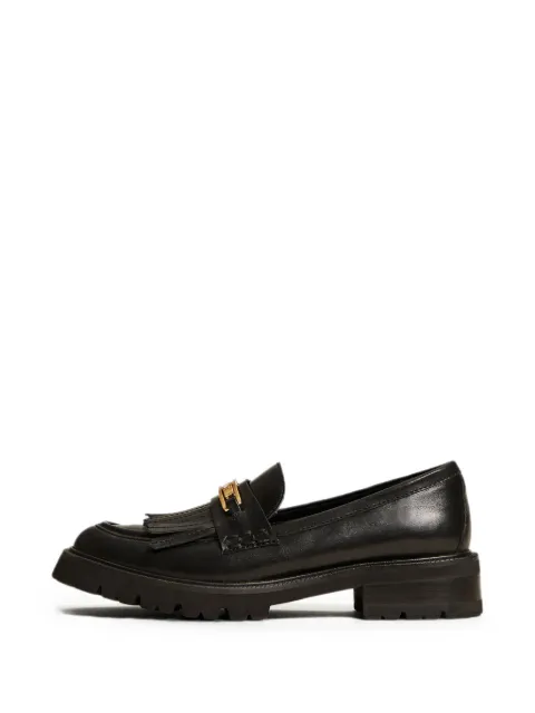 TWINSET leather loafers with fringes Black 262TCP070