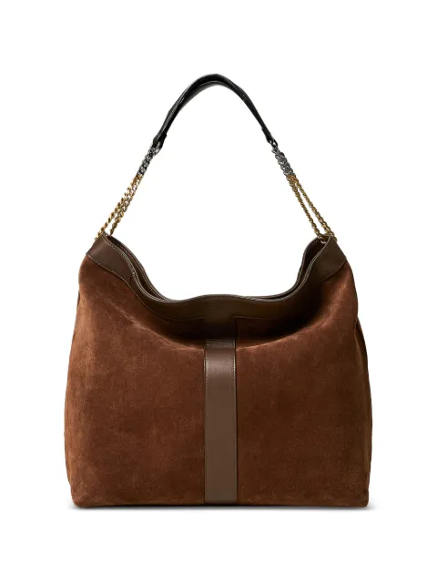 TWINSET suede bag with logo Brown 262TD8160