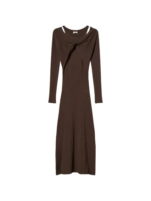 TWINSET ribbed knit long dress Brown 262LI3ECC