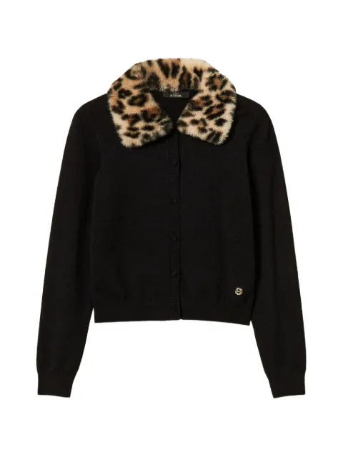 TWINSET jacket with faux fur and knit collar Black 262AP3130
