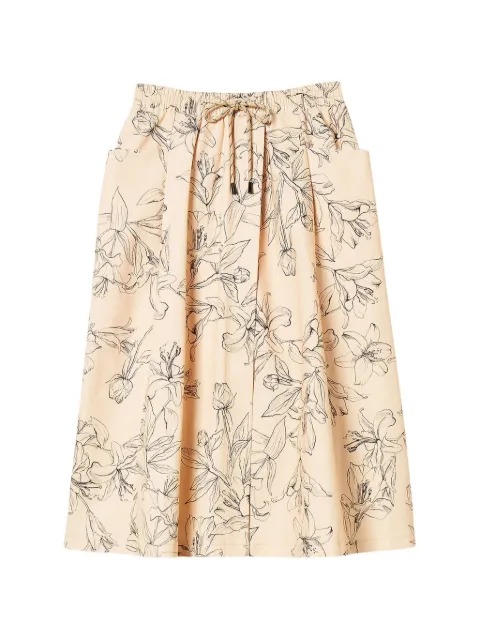 TWINSET midi bull skirt with floral print Neutrals 262LI2MBB