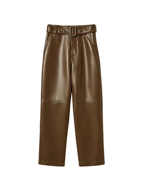 TWINSET faux-leather trousers with belt Brown 262TP2051