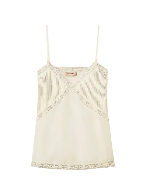 TWINSET crêpe de chine and lace top Neutrals 262TP2061