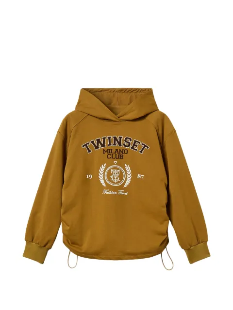 TWINSET hoodie with logo print Brown 262LI2GEE