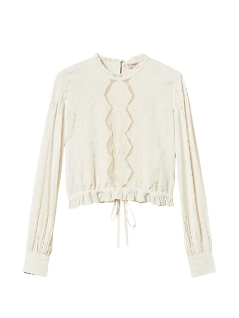 TWINSET crêpe blouse with floral embroidery Neutrals 262TP2250
