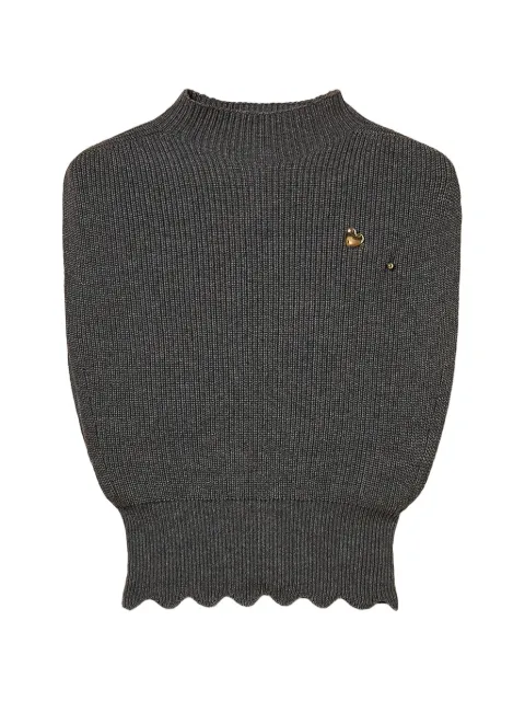 TWINSET wool-blend top with brooch Grey 262TP3050