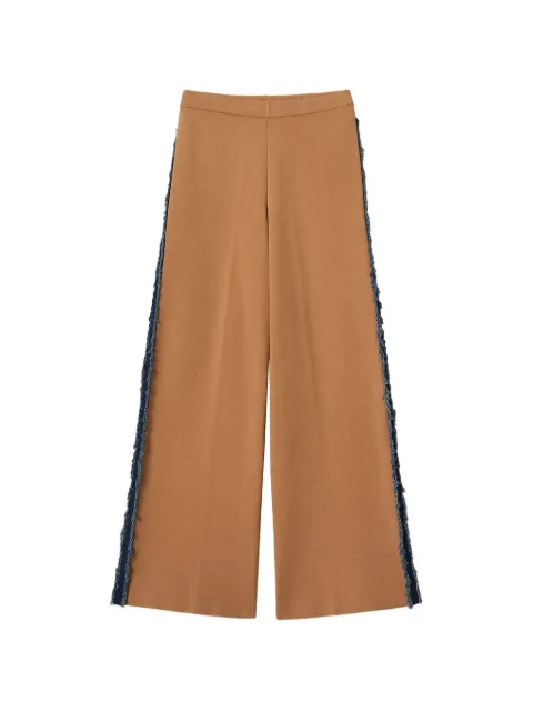 TWINSET knit trousers with denim trim Neutrals 262LI3GDD