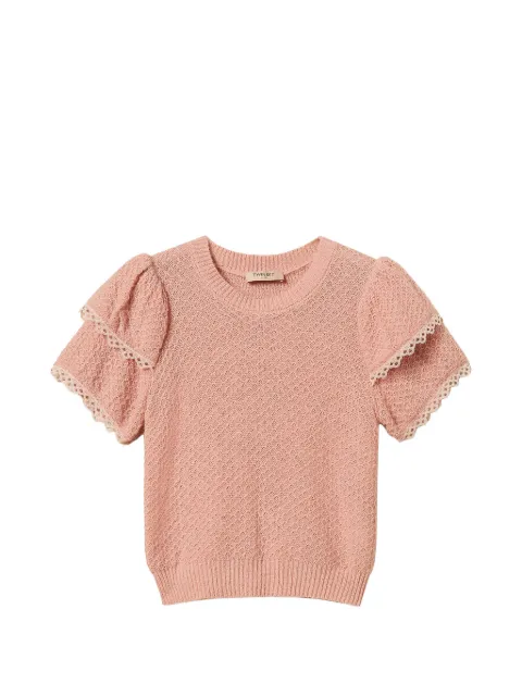 TWINSET crew neck jumper with flounces Pink 262TP3152