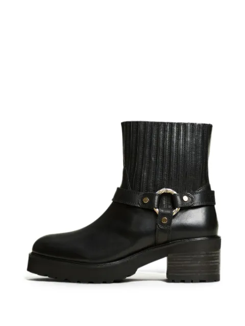 TWINSET leather short biker boots with ring Black 262TCP062