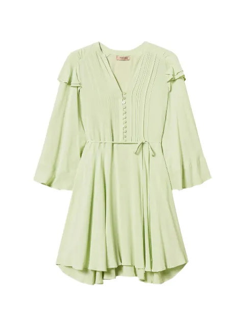 TWINSET short crêpe de Chine dress with ruffles Green 262TP2348